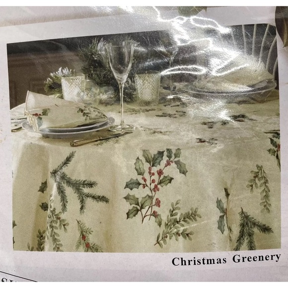 Bardwil Other - Bardwil Seasons Tablecloth Christmas Greenery 70” Round Holiday Solstice New